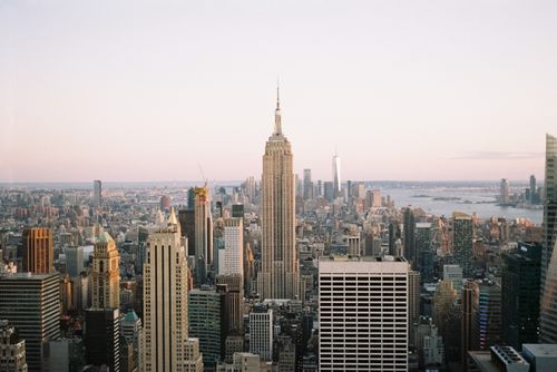 Free A breathtaking view of New York City with the Empire State Building at dusk. Stock Photo