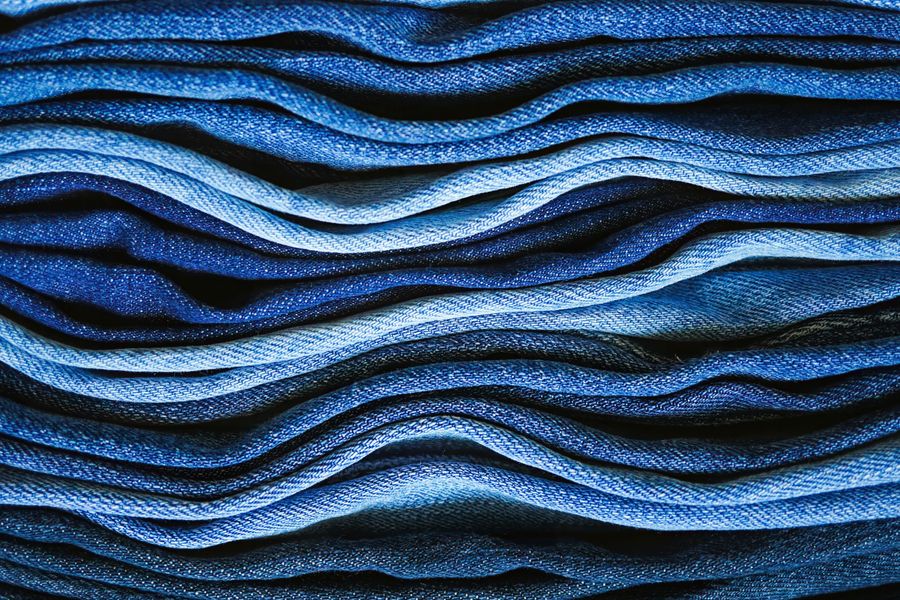 Close detail of the woad blue jersey cloth — photo by Michaela St on Pexels