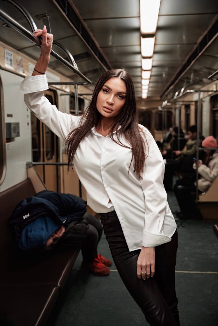 Woman Travel In Subway