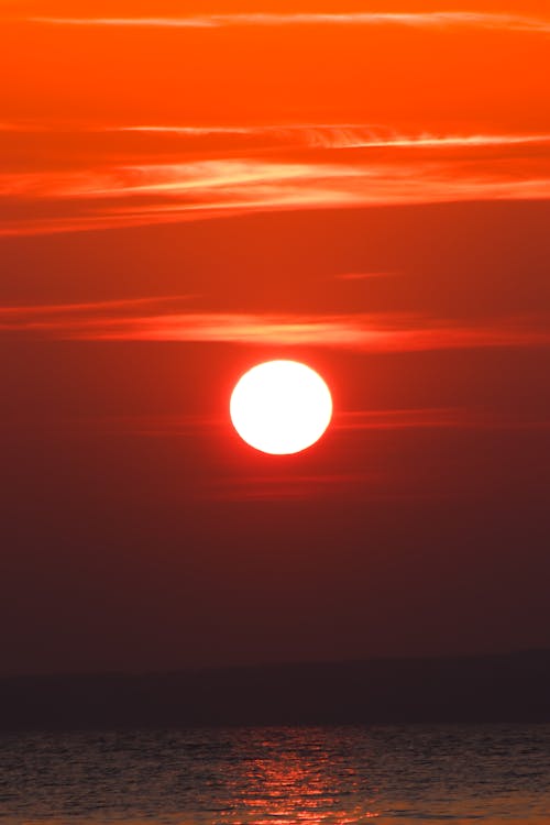 Sun in Red Sky over Sea