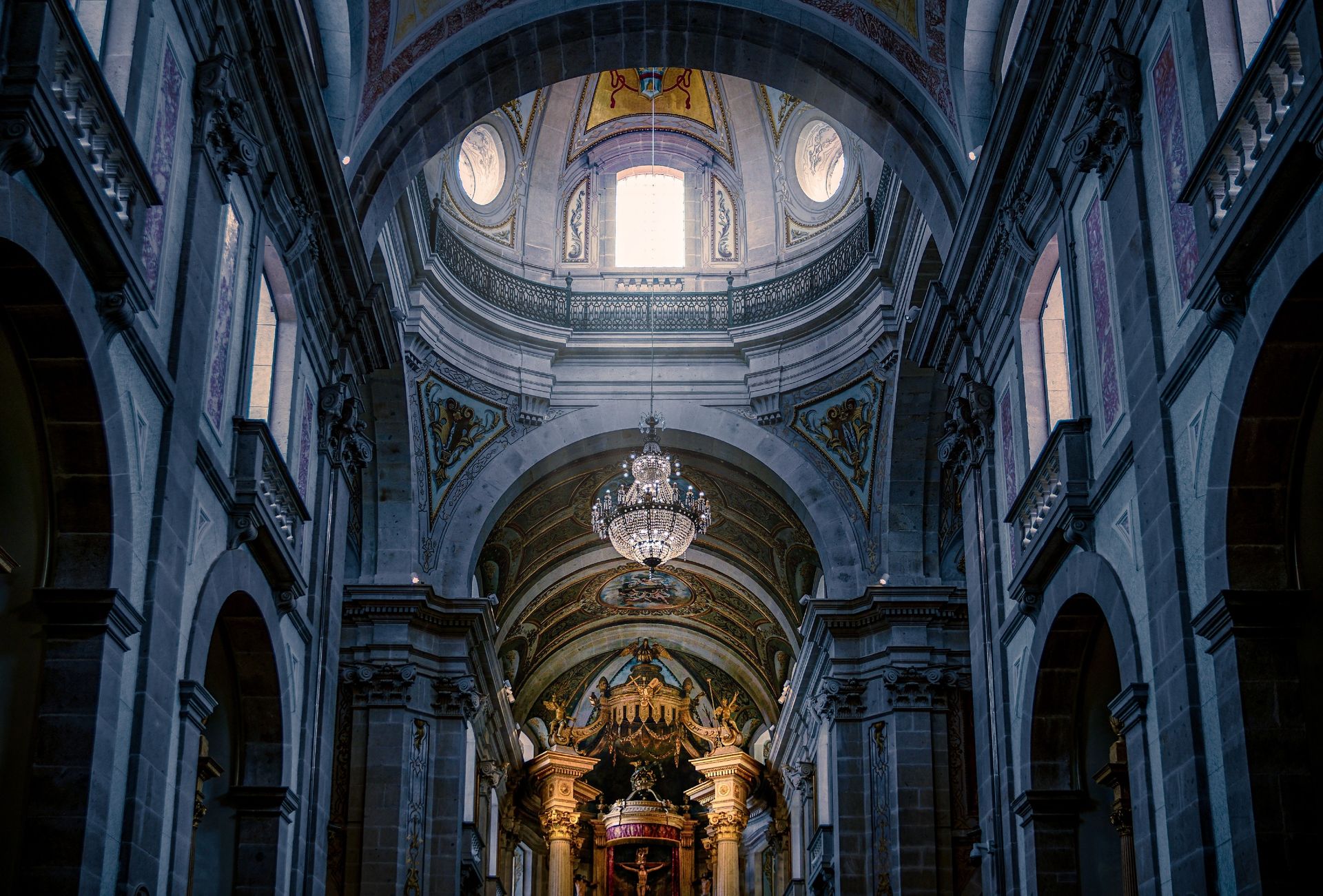 Monumental Interior of Bom Jesus do Monte Sanctuary in Braga in Portugal