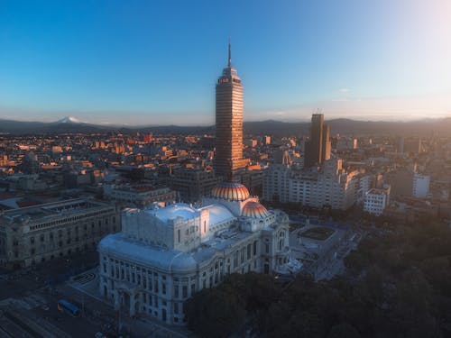 torre latinoamericana, シティ, ドローン撮影の無料の写真素材