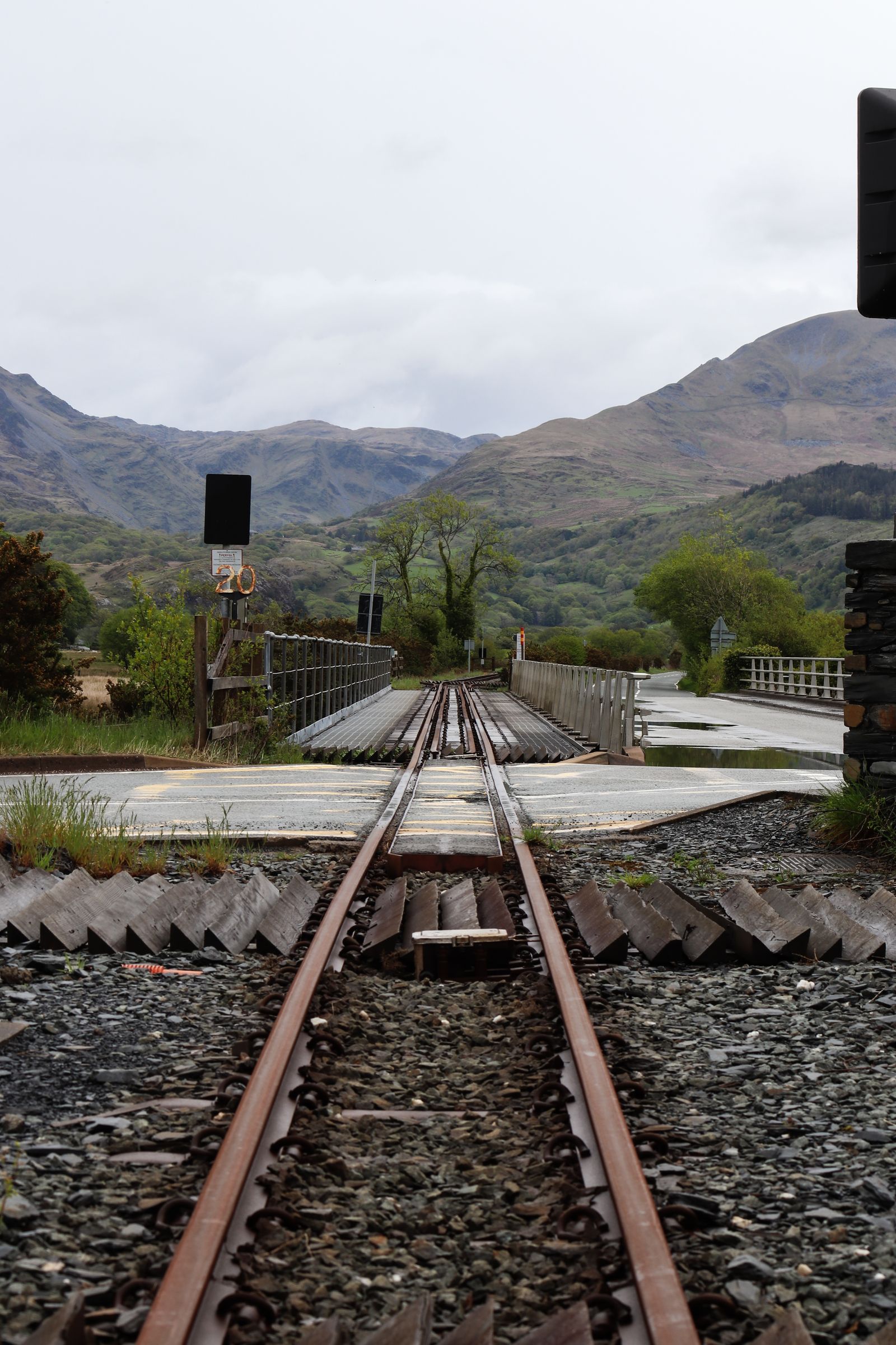 Old railway track running through green countryside