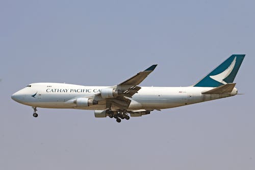 Boeing 747-8F Cargo Plane Extending the Landing Gear