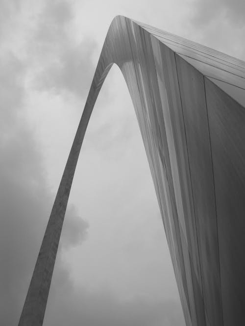 Wall of Arch Building in Black and White