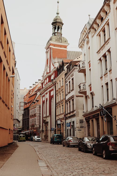 Street with Church in Riga