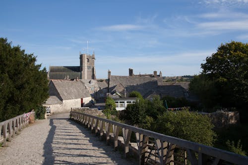 Sunlit Corfe Town in England