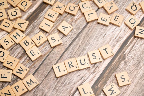 Trust Text on Wooden Dice