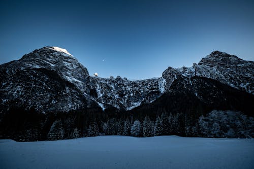 Clear Sky over Rocky Mountains in Winter