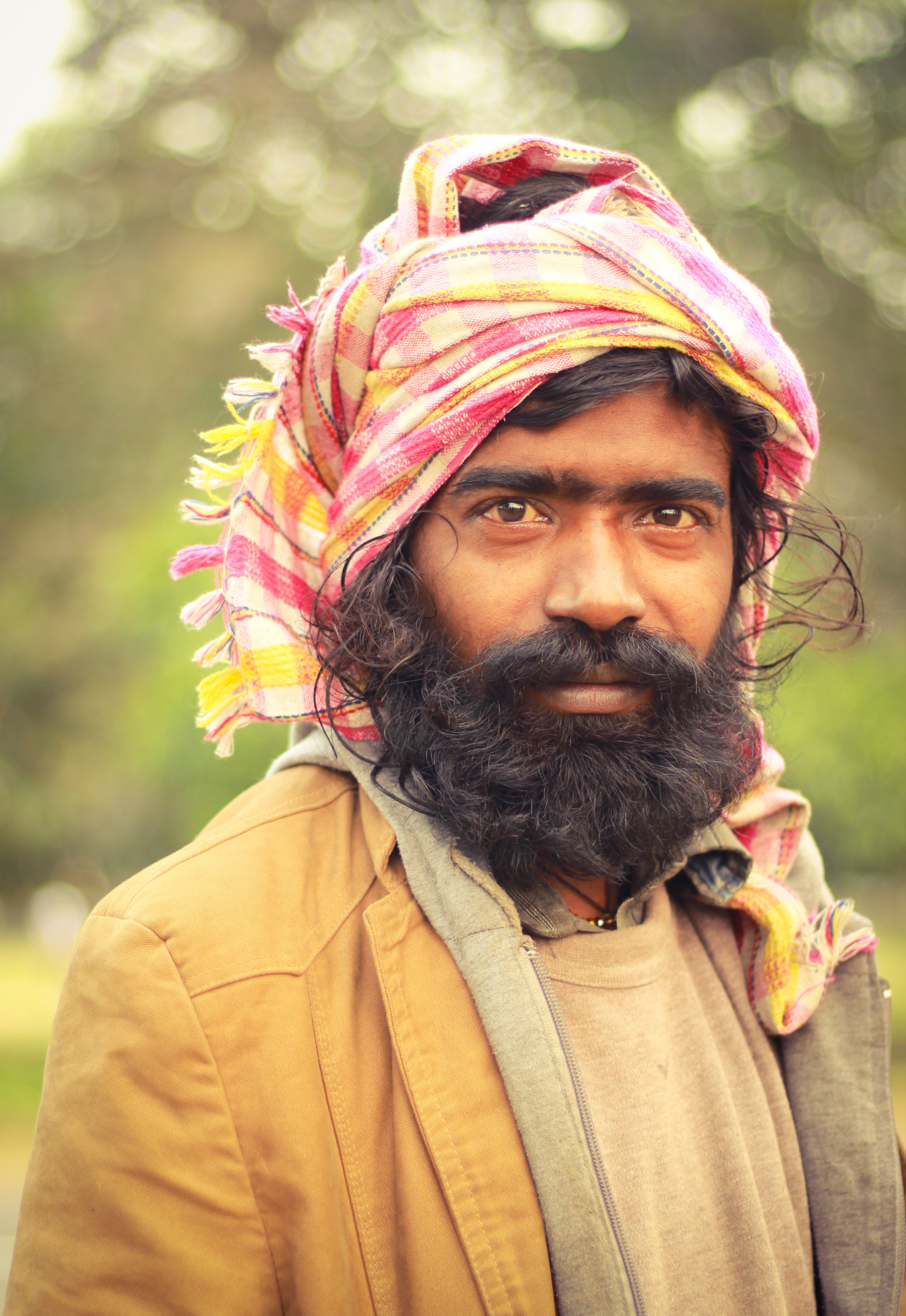 Portrait of a Bearded Man Wearing a Turban · Free Stock Photo