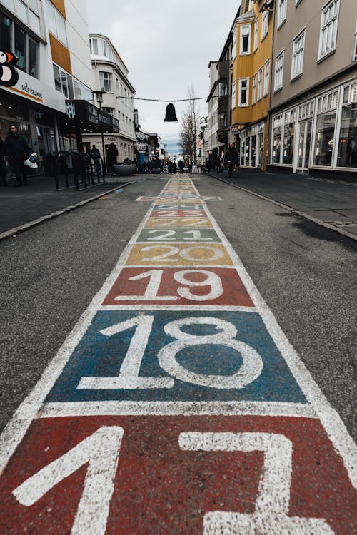 Colorful Squares for Hopscotch on Street