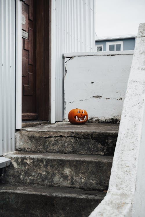 Pumpkin Head on Stairs