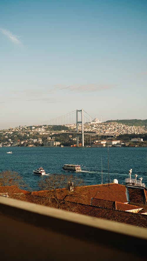 View of Suspension Bridge in Port in Istanbul