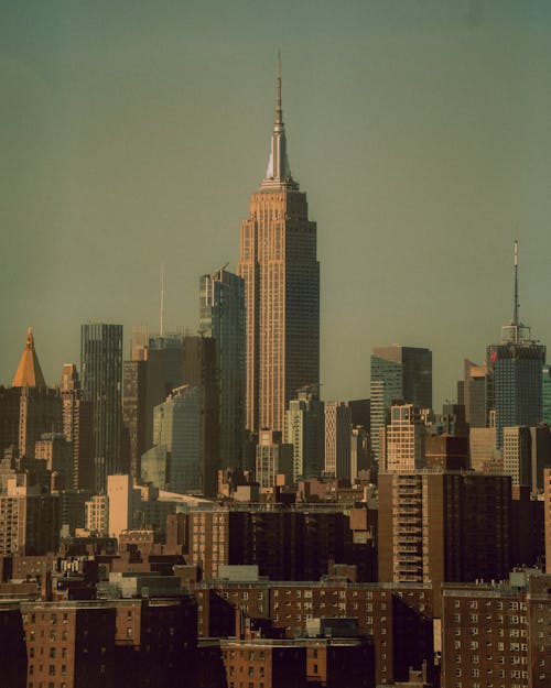 A view of the empire state building from the top of a building