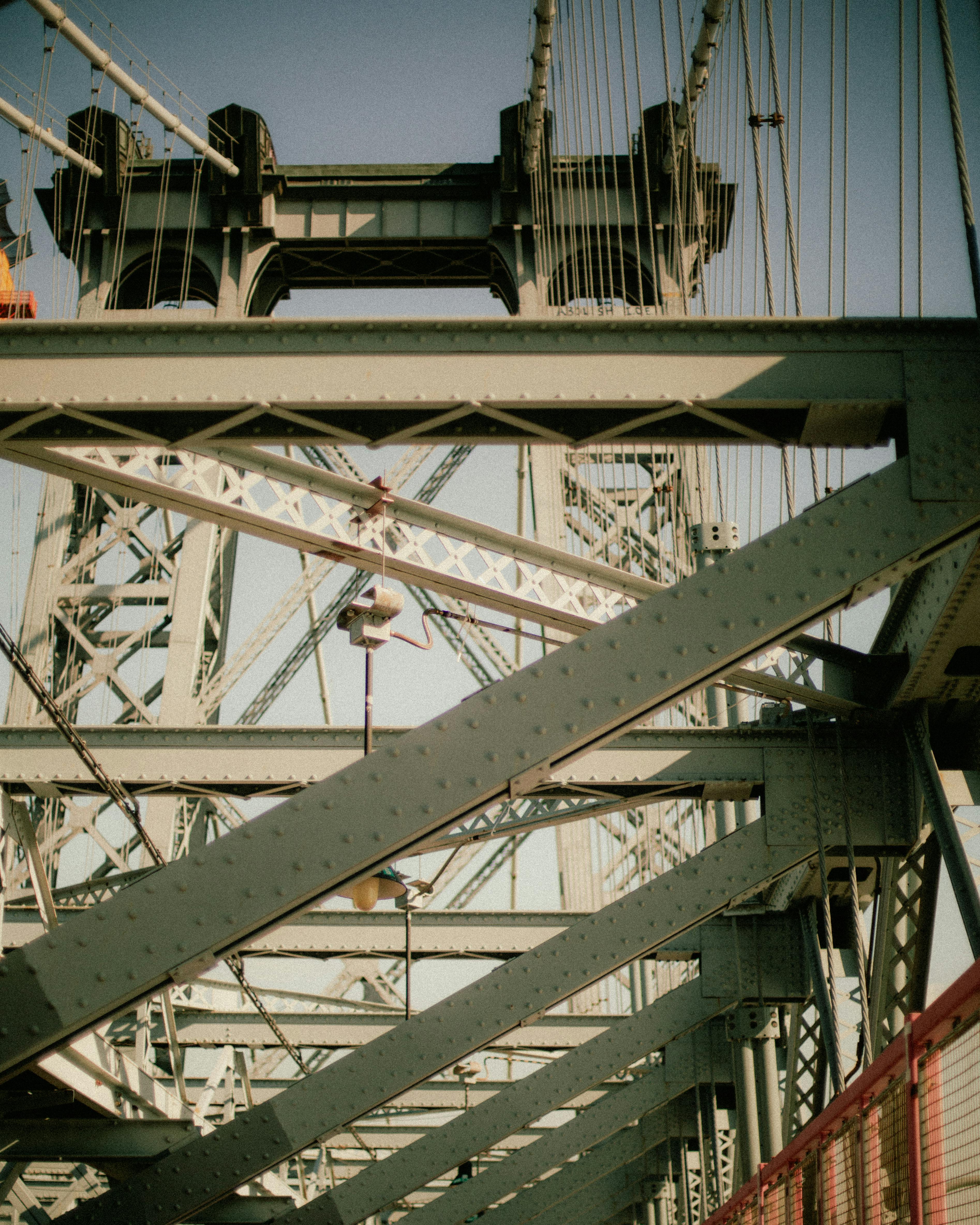 Steel beams forming a bridge structure