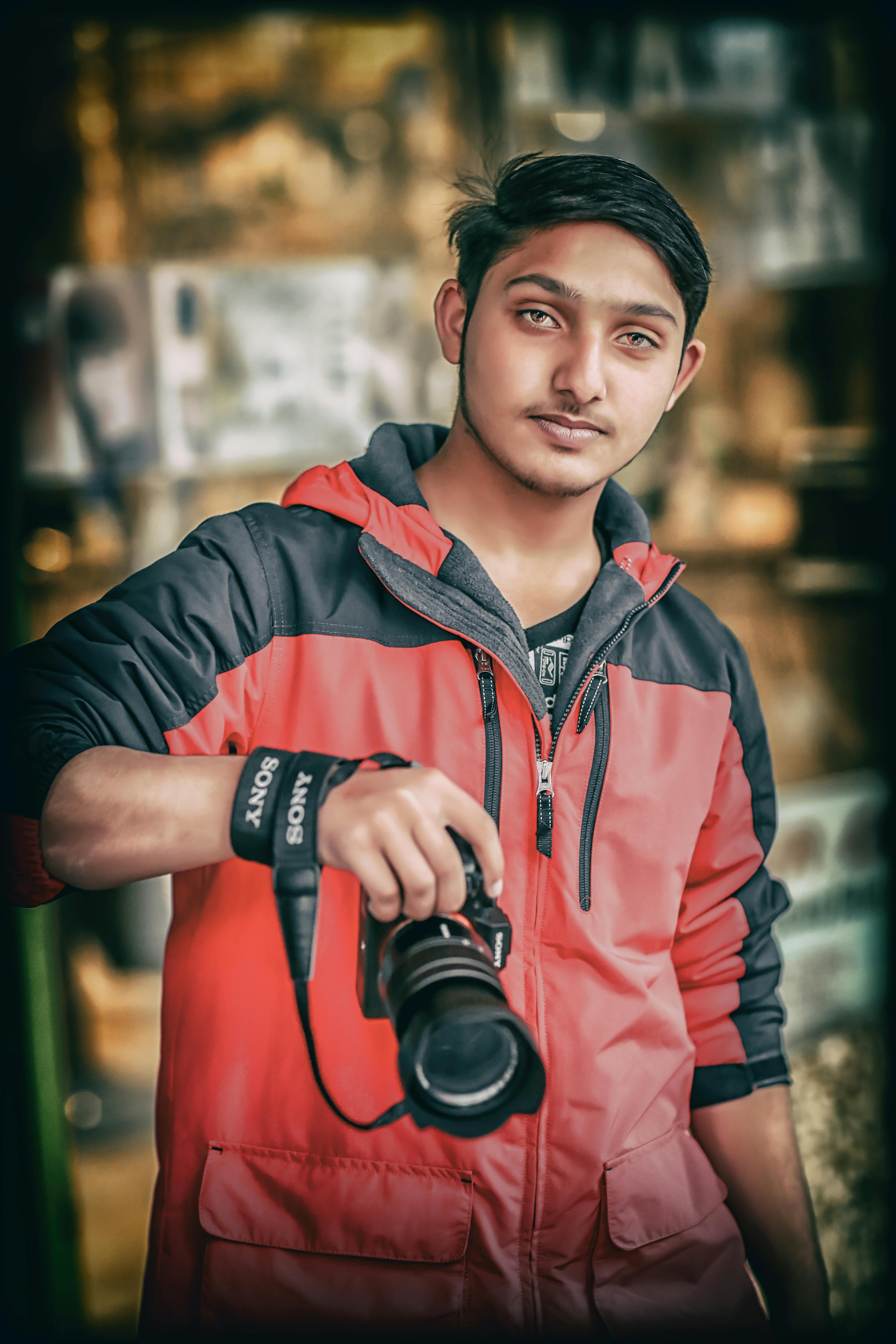 Free stock photo of beautiful eyes, black jacket, blurred background