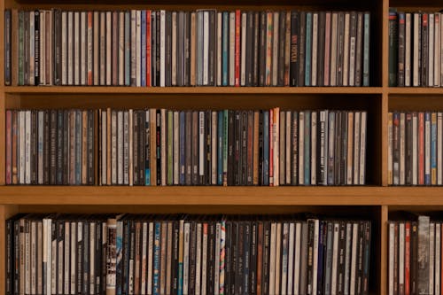 Free stock photo of bookshelves, cds, vintage collection Stock Photo