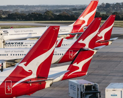 Tails of Qantas Airlines Airplanes
