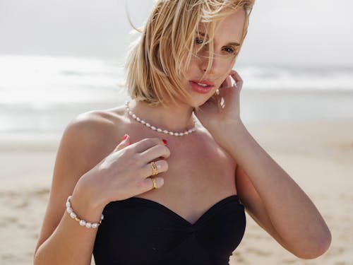 Portrait of Blonde Woman on Beach