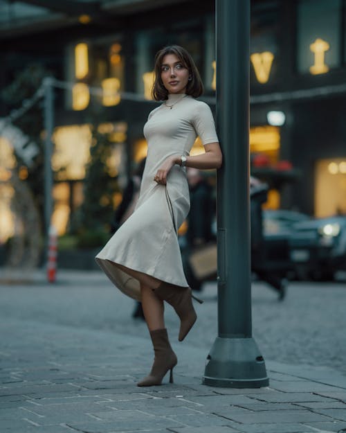 Woman in Dress in City