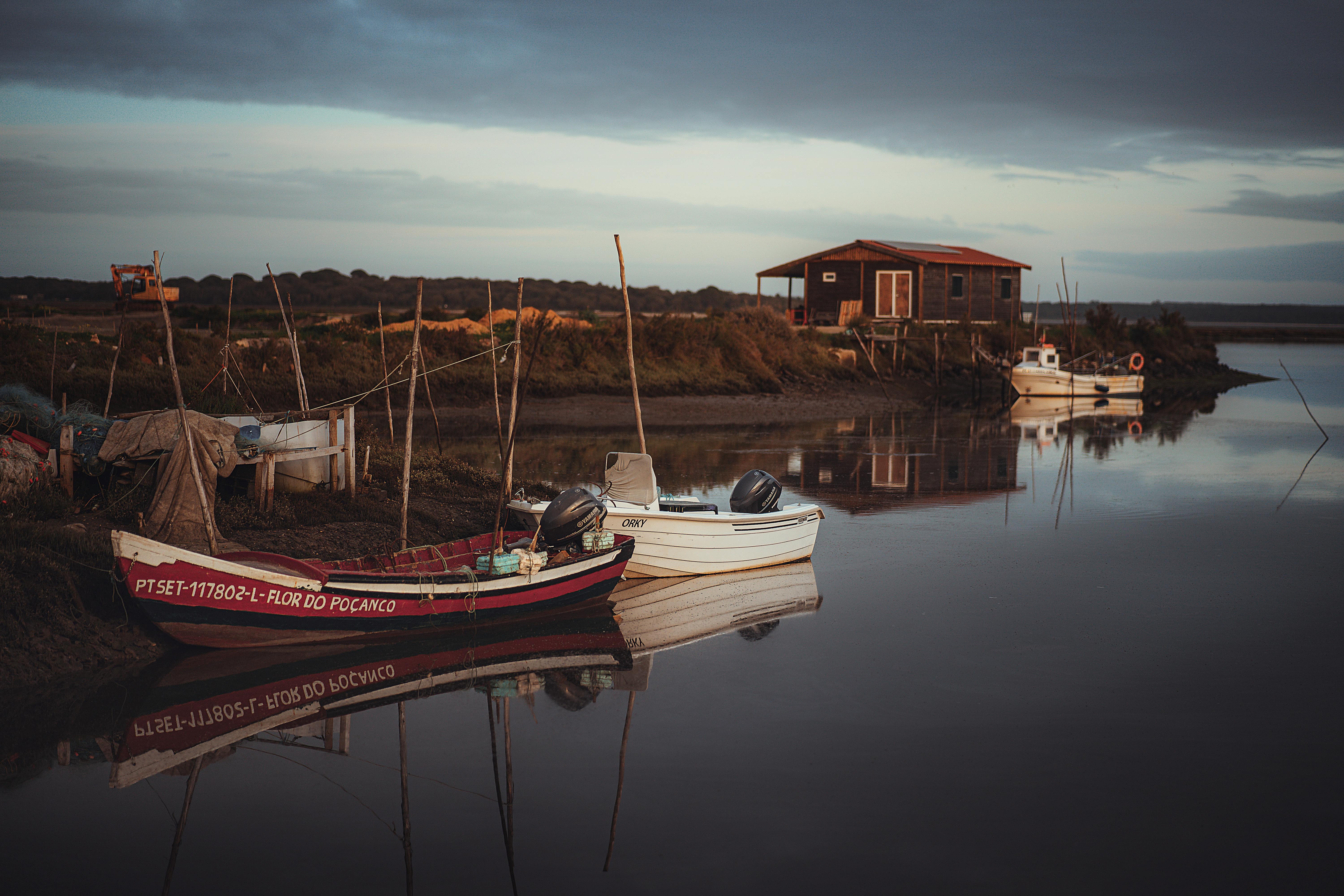 boats by the stream