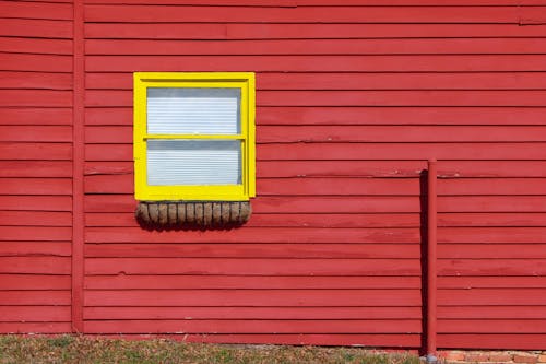 Red Wall of Wooden House
