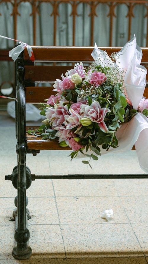 Wedding Flowers Bouquet on Bench