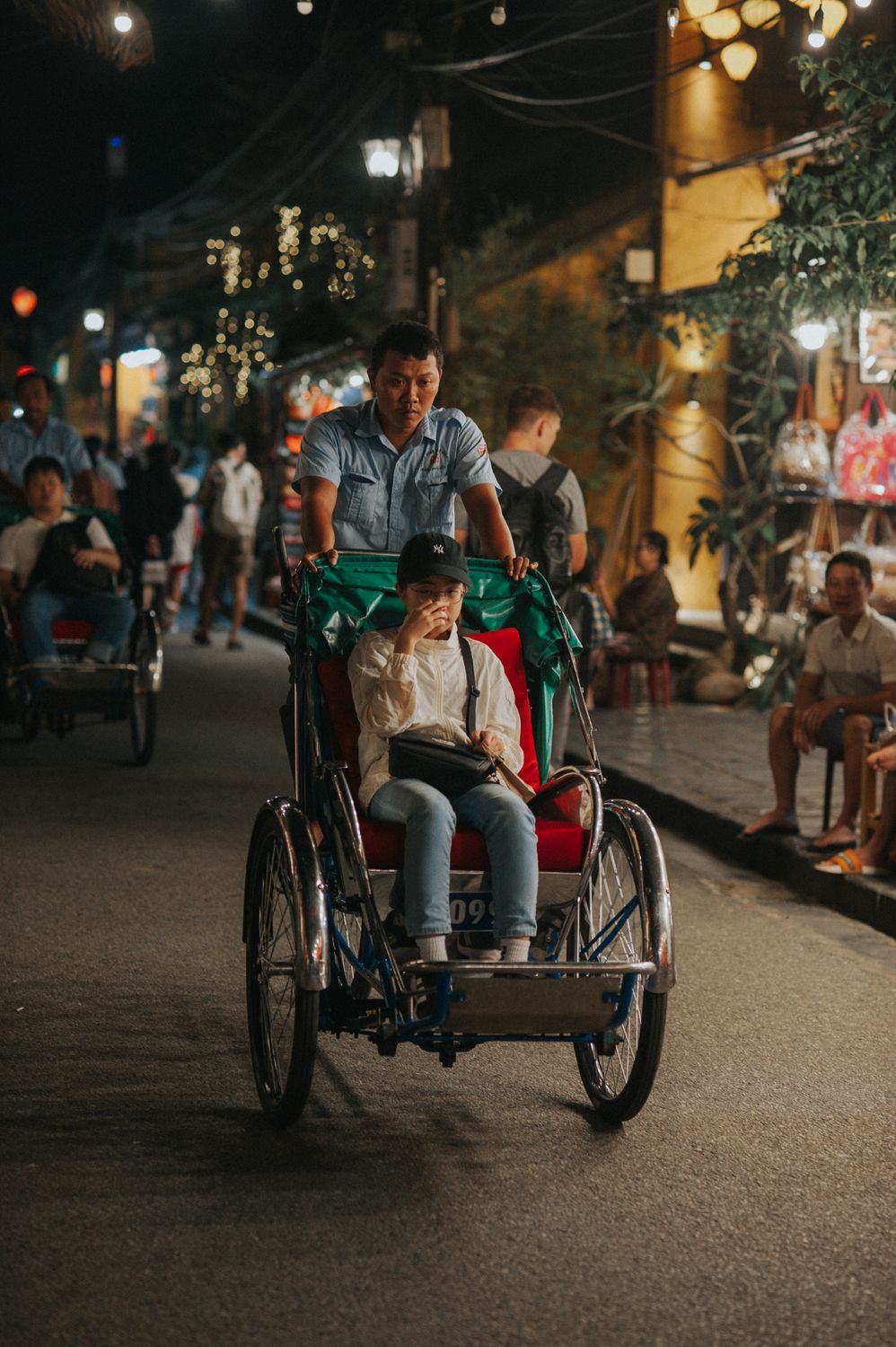 Night. View Rickshaw Woman Sitting in Rickshaw at Night · Free Stock Photo