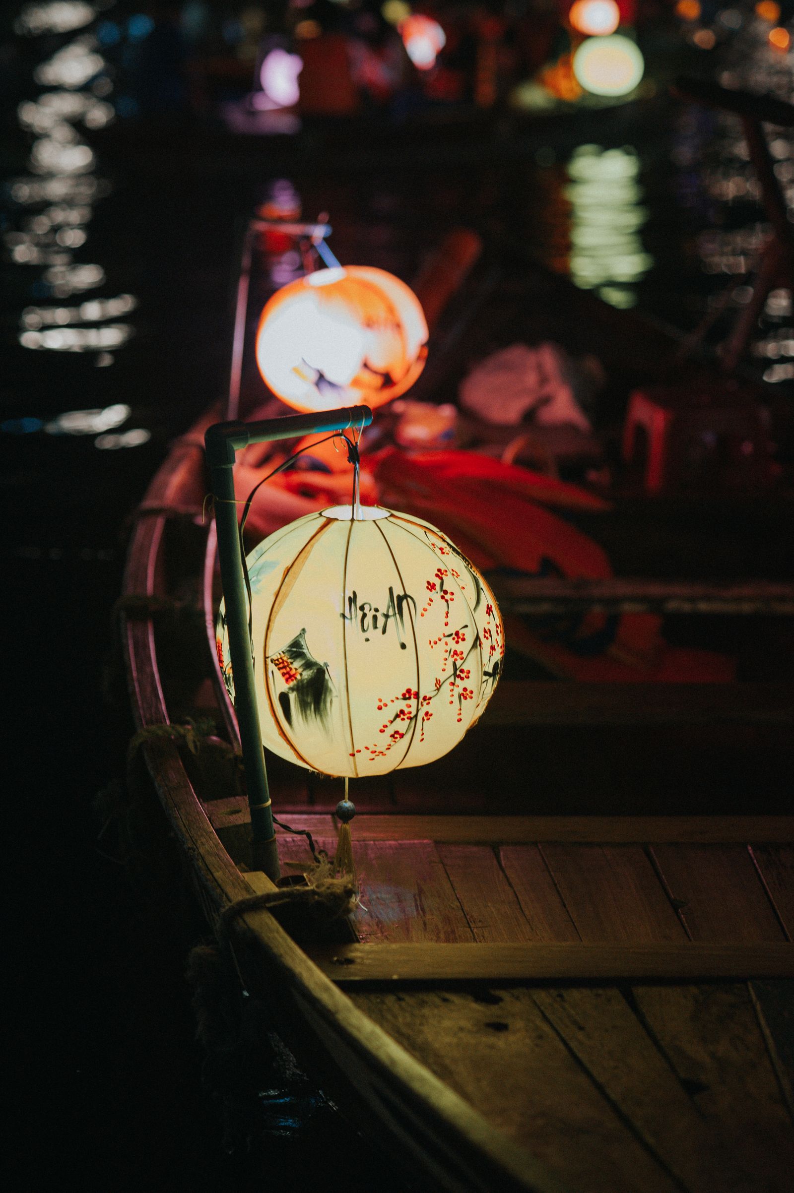 Boat at night illuminated by marine LED lighting