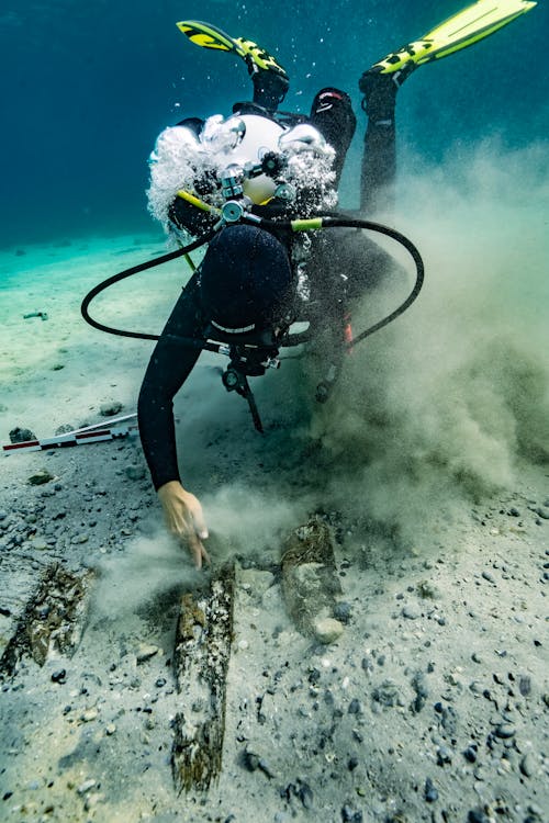 Man Diving on Seabed