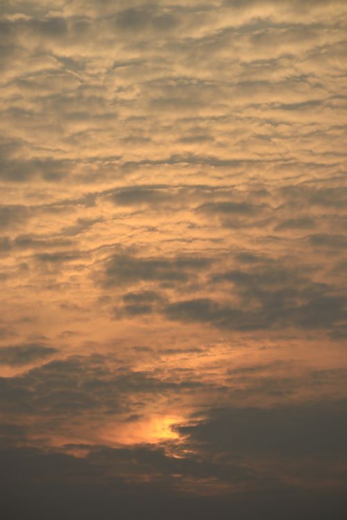 Free A captivating sunrise cloudscape with warm amber and golden hues creating a dramatic sky. Stock Photo