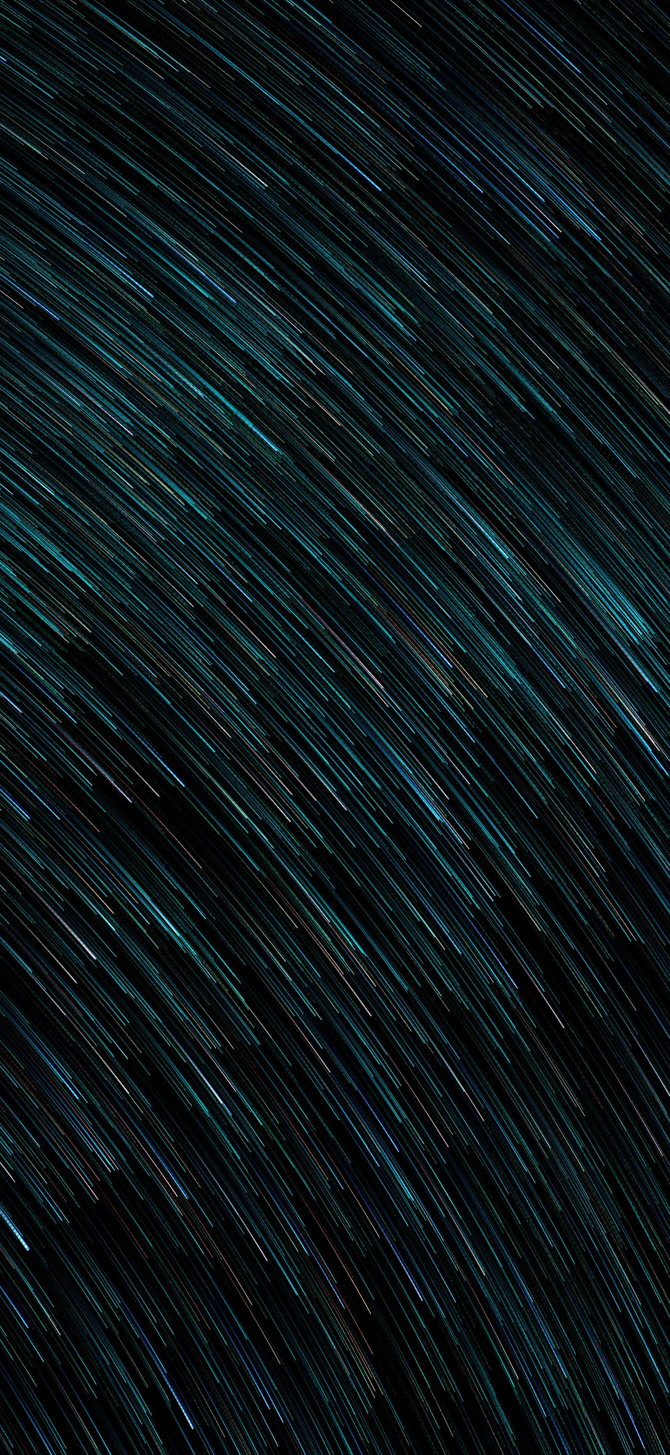 Abstract Turquoise Light Trails on Dark Background 4K iPhone 17 Wallpaper