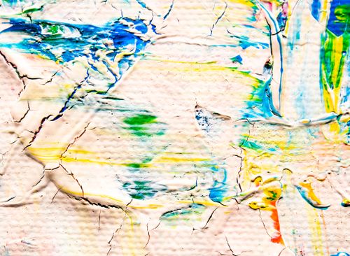 Free Close-up of vibrant abstract painting with textured acrylic layers, showcasing expressive colors. Stock Photo