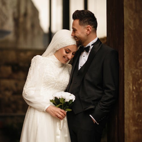 Newlyweds Standing Together 