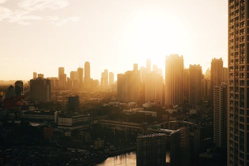 Sunset Sunlight over City