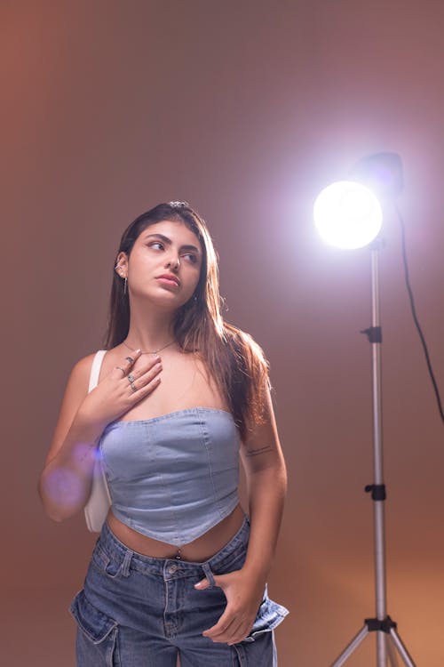 A Model Posing in a Studio