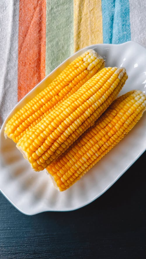 Top View of Corn Cobs on a Plate 