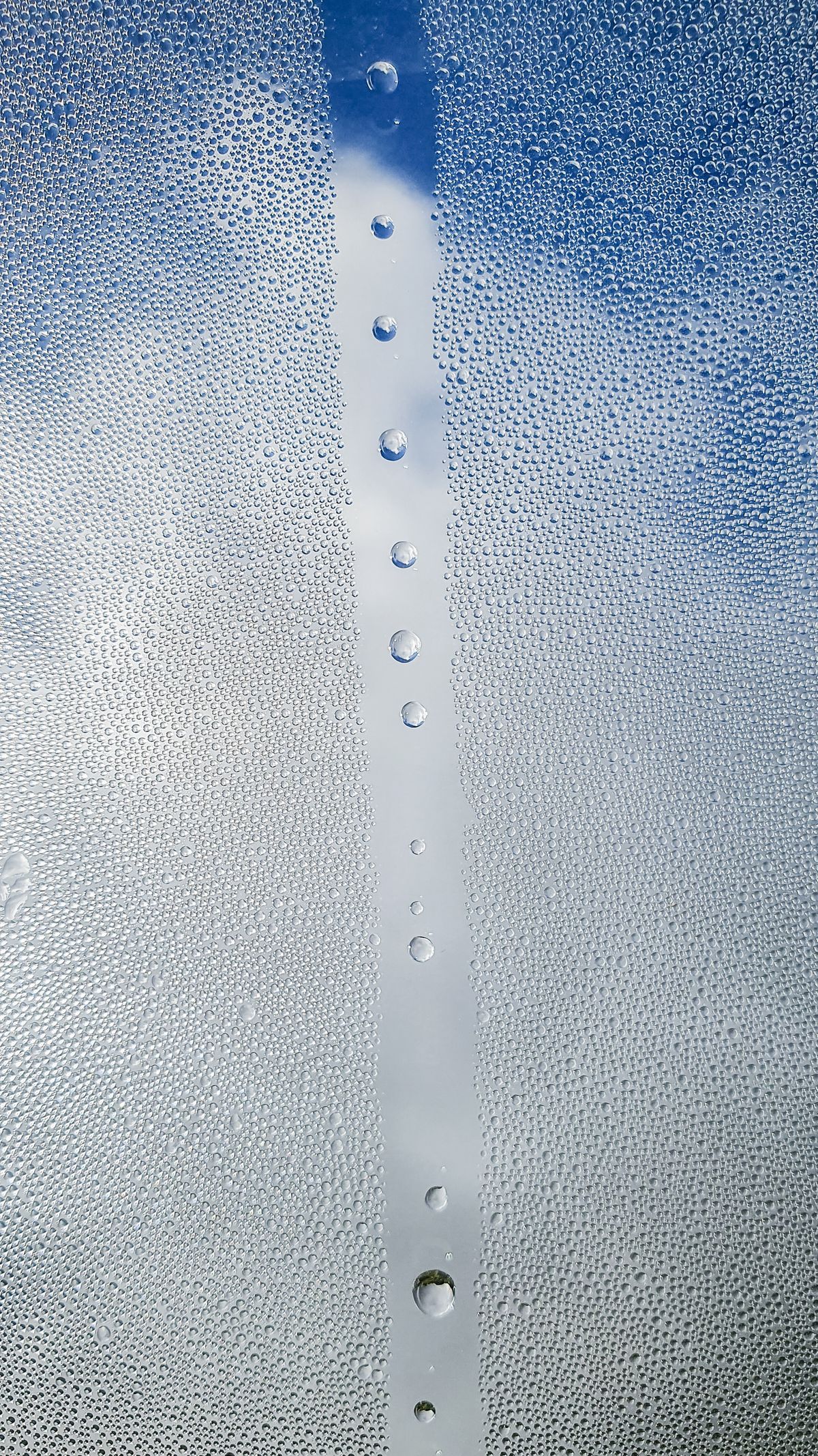 Condensation droplets on a windowpane, illustrating a common indoor moisture problem