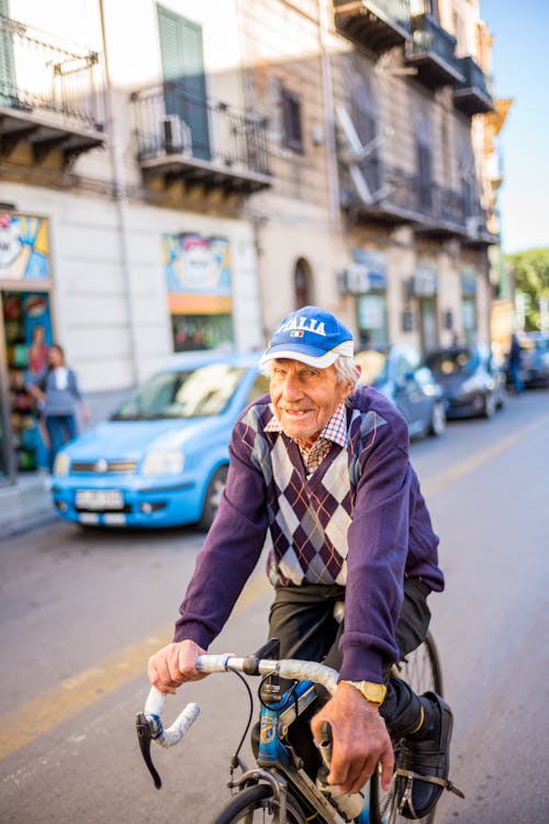 Elderly Man on Racing Bike