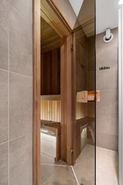 Entrance to a Wooden Bathroom 