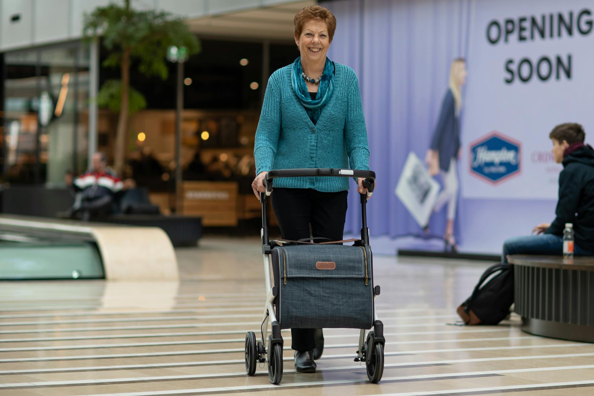 Woman walking in a mall