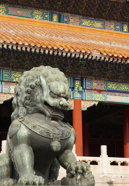 Lion Sculpture at Entrance of Temple