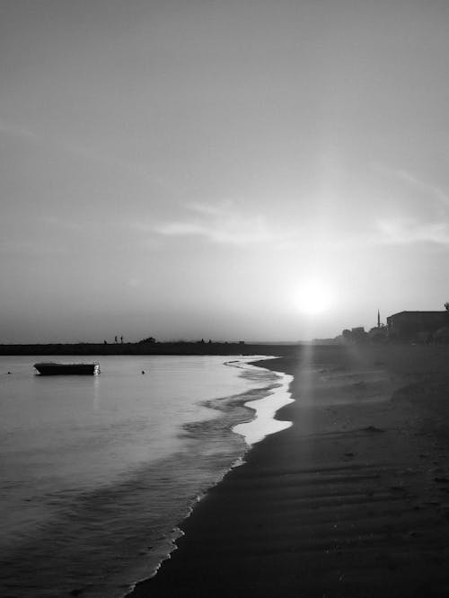 Foto stok gratis hitam & putih, laut, matahari terbit