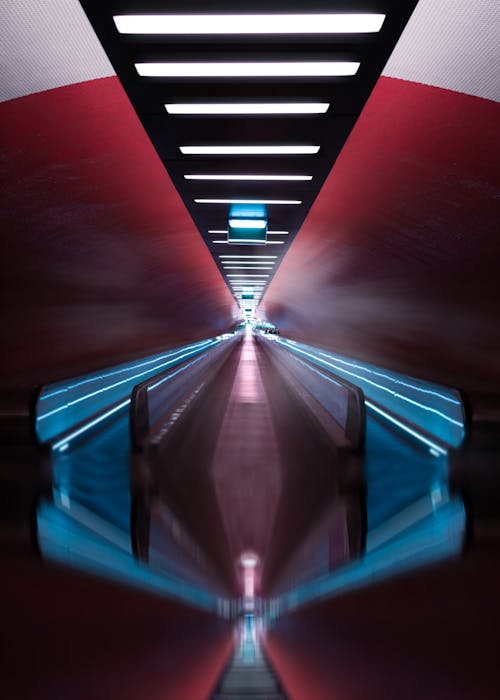 Symmetrical View of an Illuminated Tunnel
