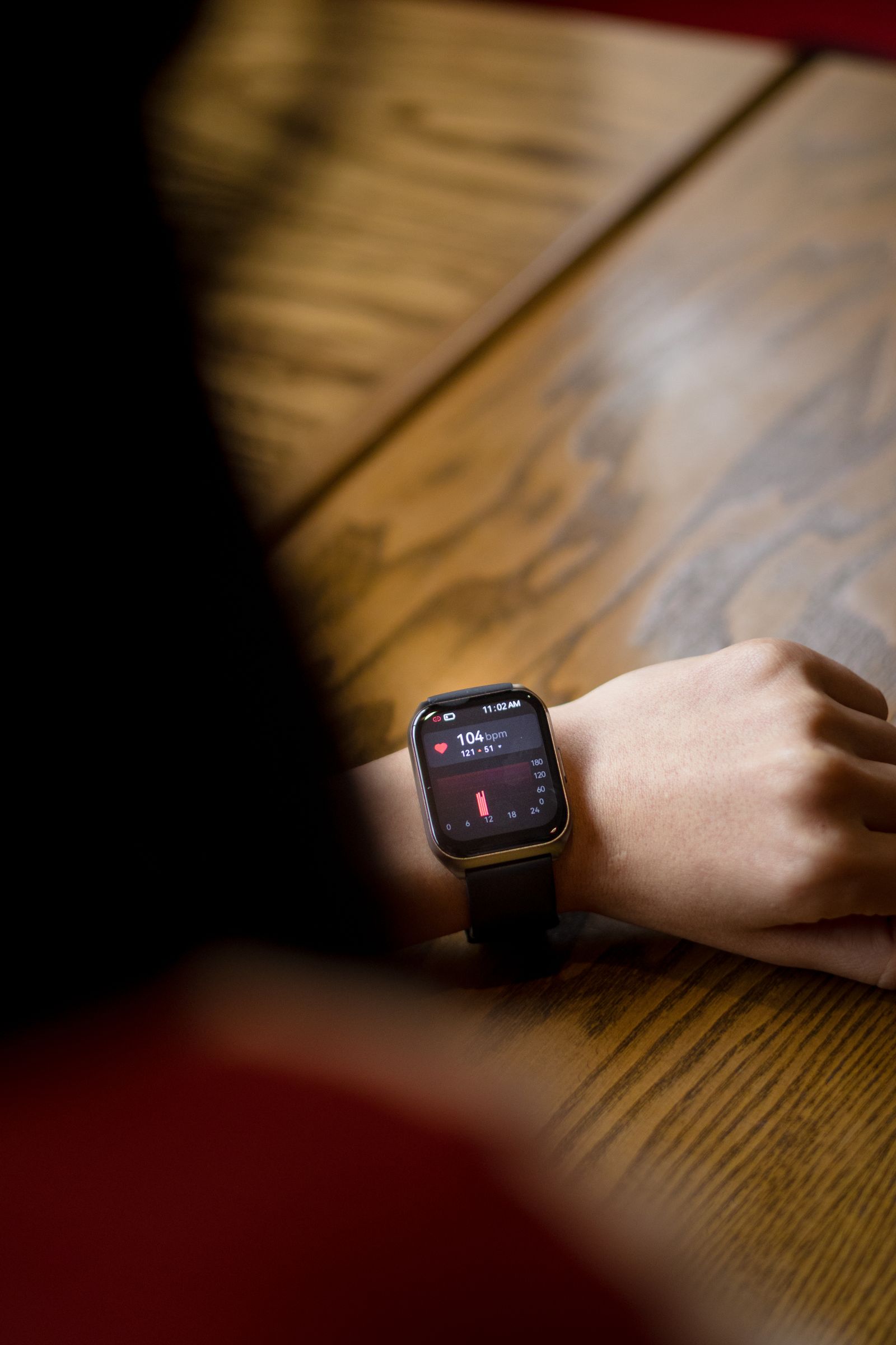 Smartwatch mostrando frecuencia cardiaca