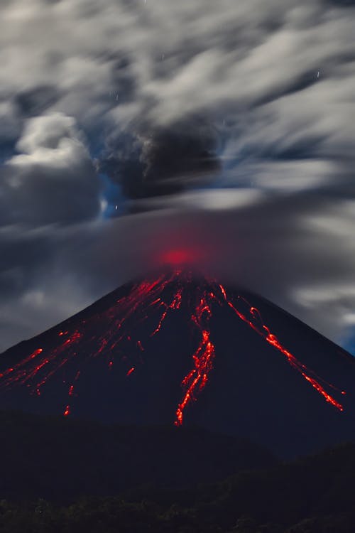 Cloud over Volcano during Eruption