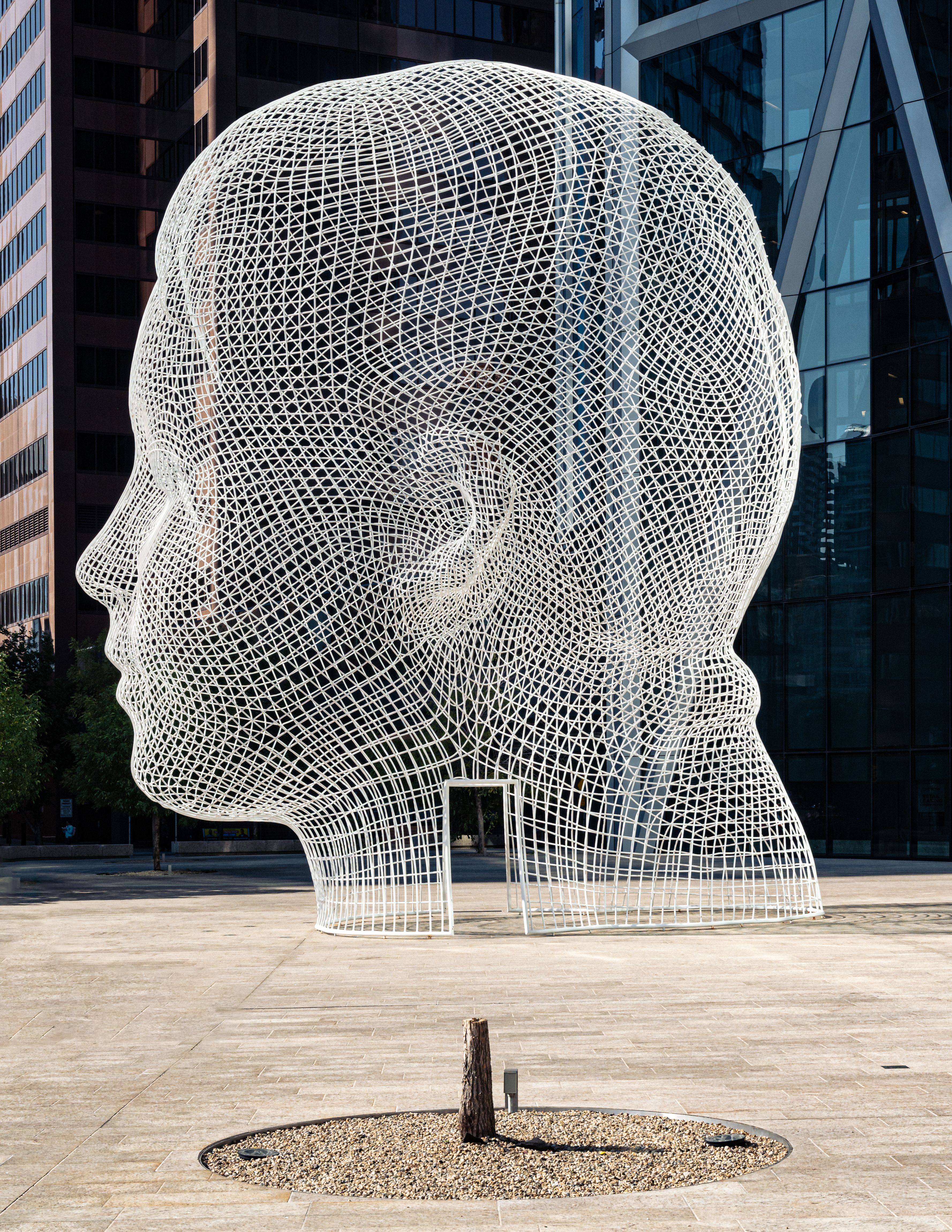 The Wonderland sculpture, a striking urban landmark in Calgary, Alberta, Canada.
