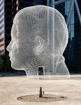 The Wonderland sculpture, a striking urban landmark in Calgary, Alberta, Canada.