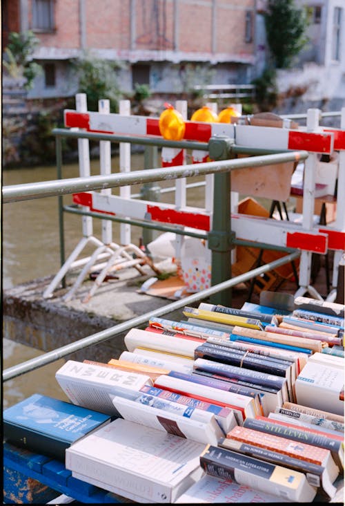 Books on Pallet near Canal