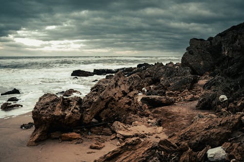 Barren Rocks on Sea Shore